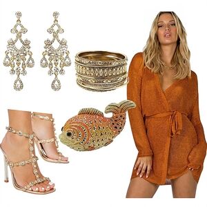 Lioness | Dresses | Lioness Take Me To Rio Orange Shimmery Metallic Mini  Dress | Poshmark